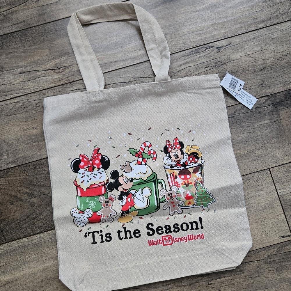 Disney Holiday Tote Bag - Cream with Festive Design. New With Tags